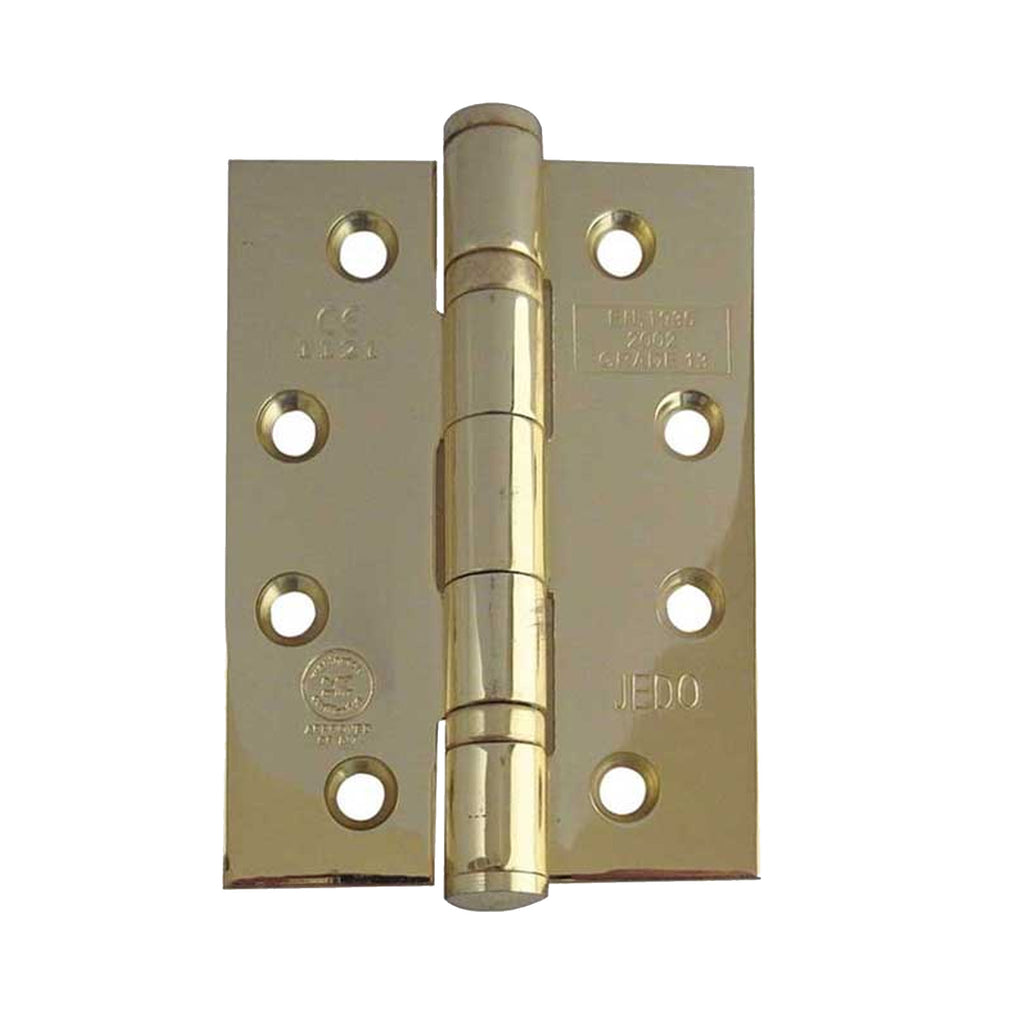 Electro Brassed 4" (100mm) Grade 13 Bearing Hinge on a white background