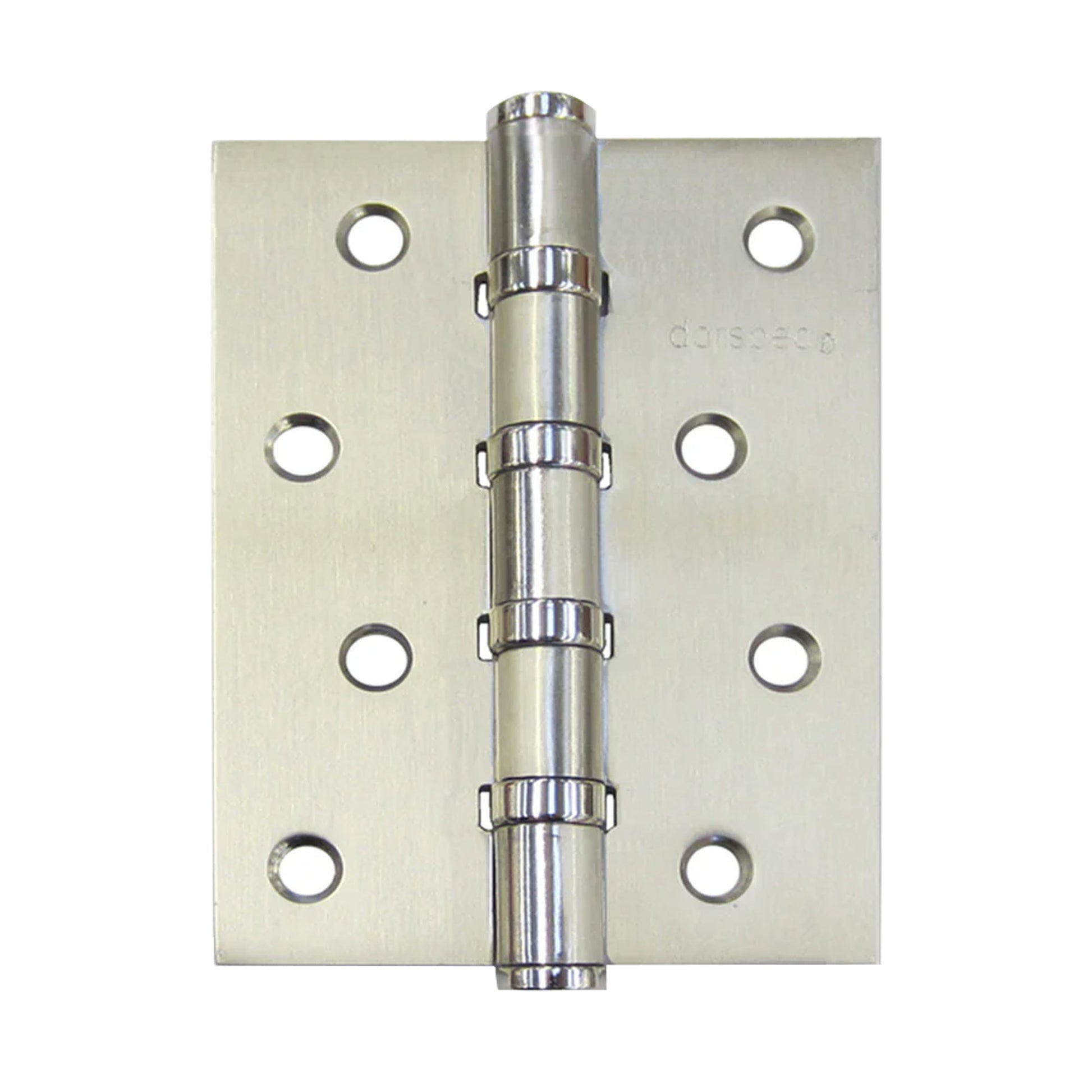 Satin Nickel 4" (100mm) Slimline Ball Bearing Hinge on a white background