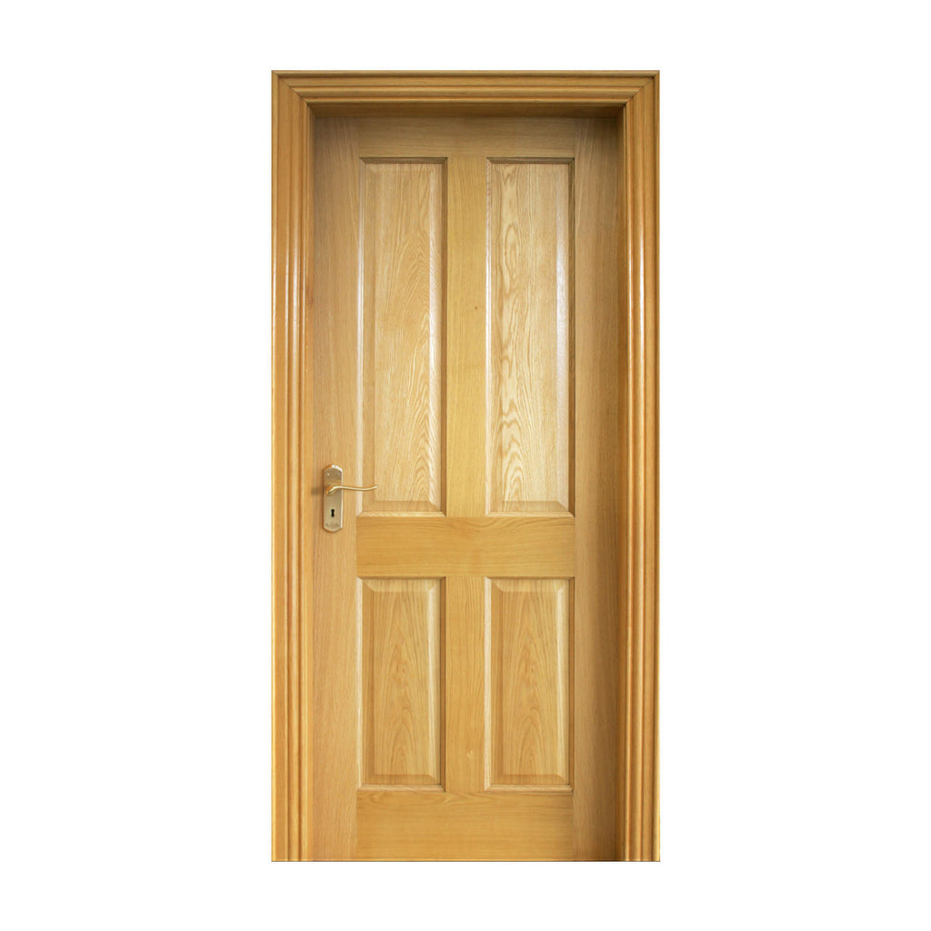 A 4 Panel White Oak FD30 44mm Internal Fire Door on a white background