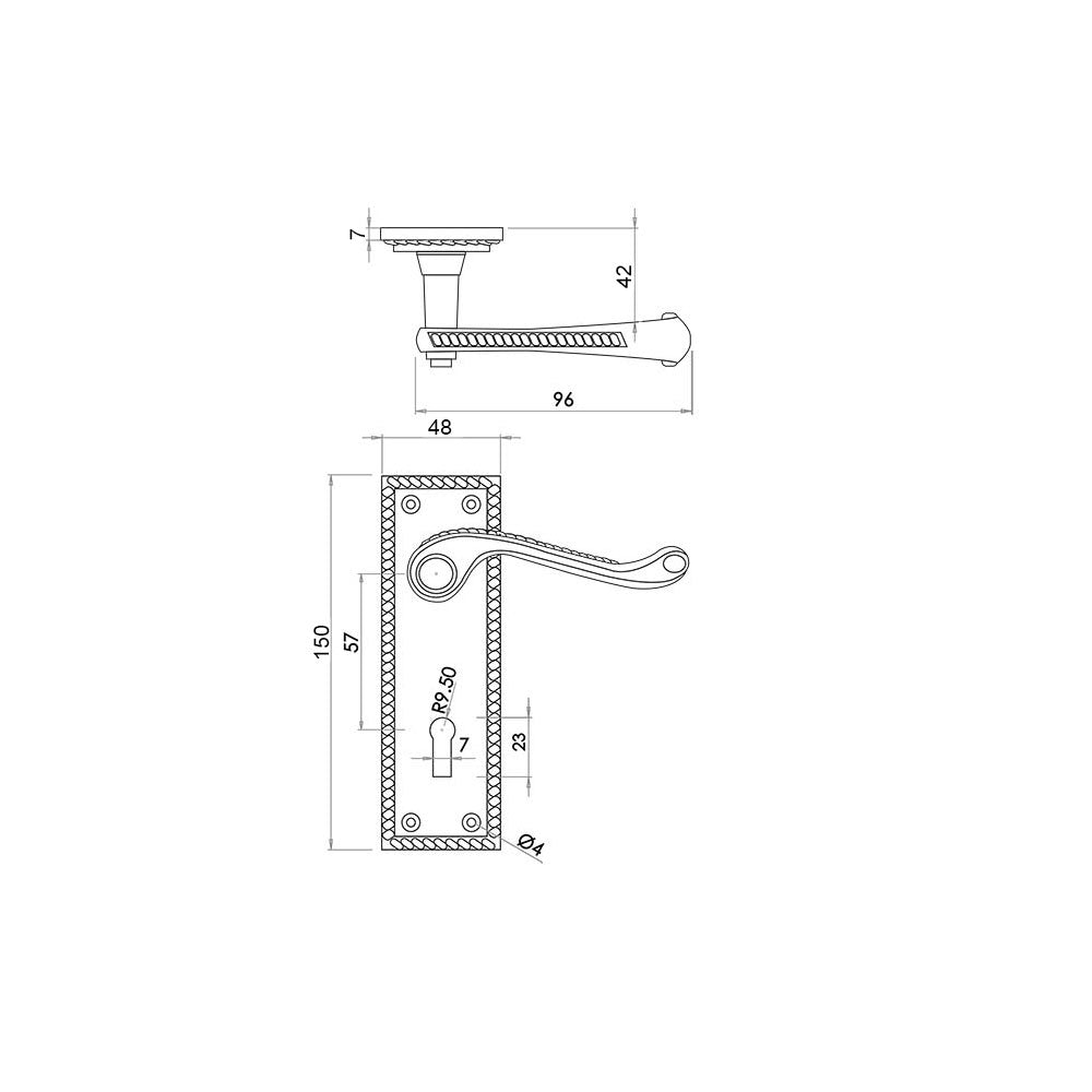 Contract Georgian Brass Scroll Backplate Handle
