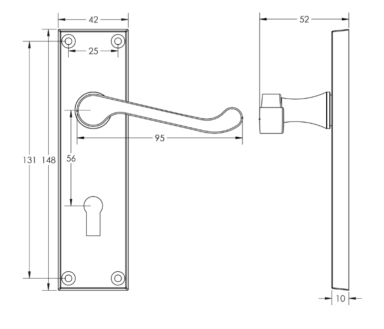 Contract Chrome Scroll Backplate Handle