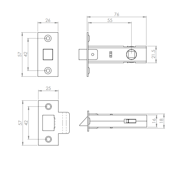 Electro Brassed Tubular Latch