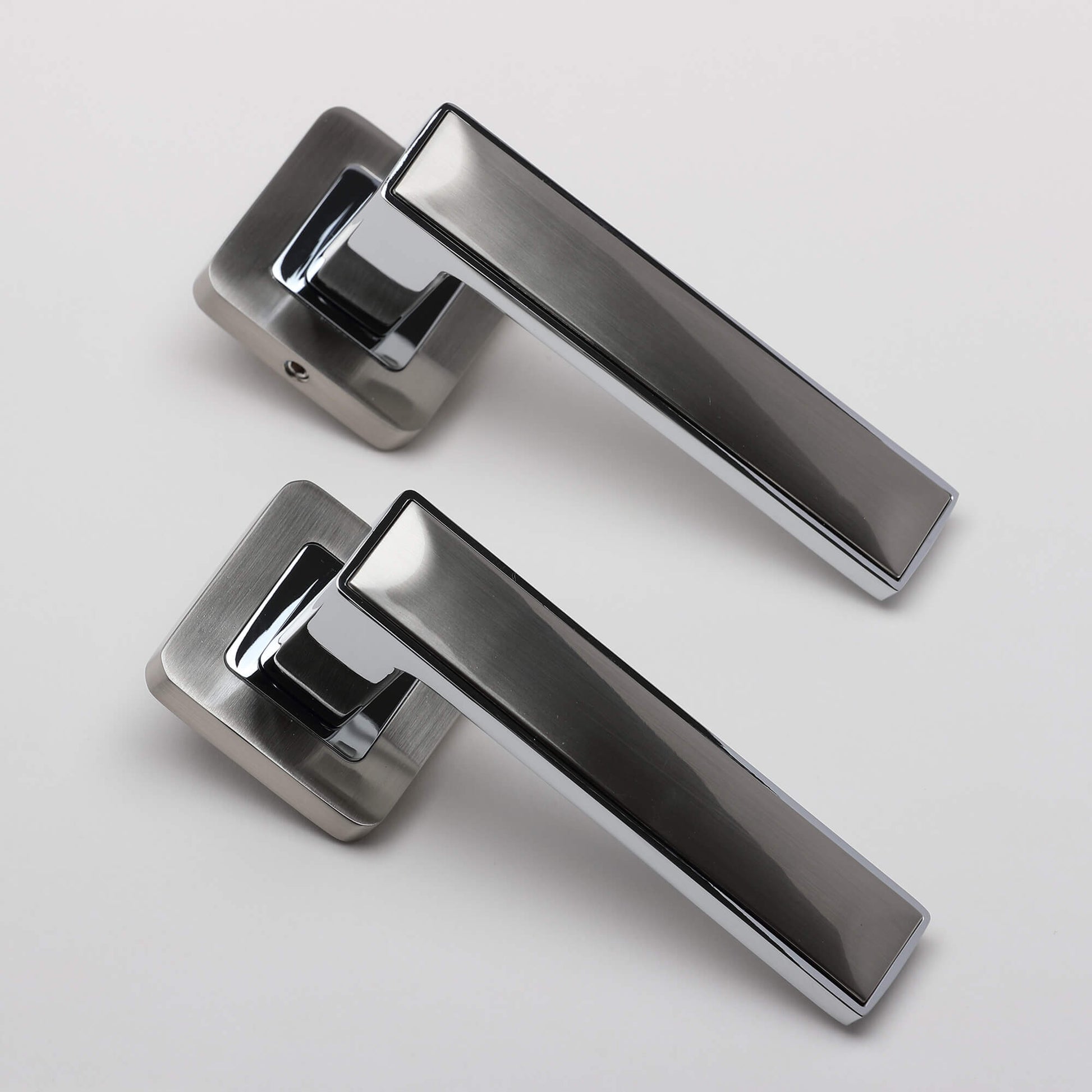 Alto Nickel Brushed & Polished Chrome Square Rose Handle