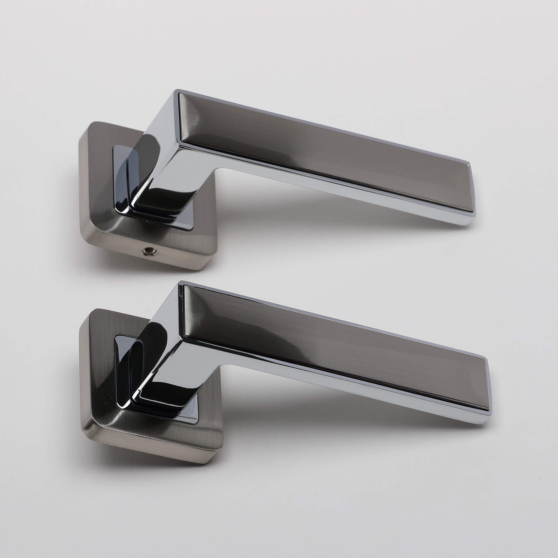 Alto Nickel Brushed & Polished Chrome Square Rose Handle