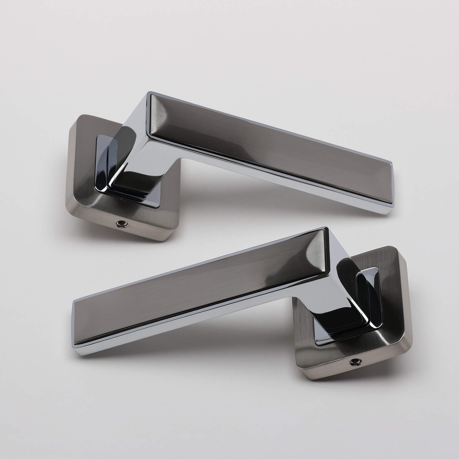 Alto Nickel Brushed & Polished Chrome Square Rose Handle