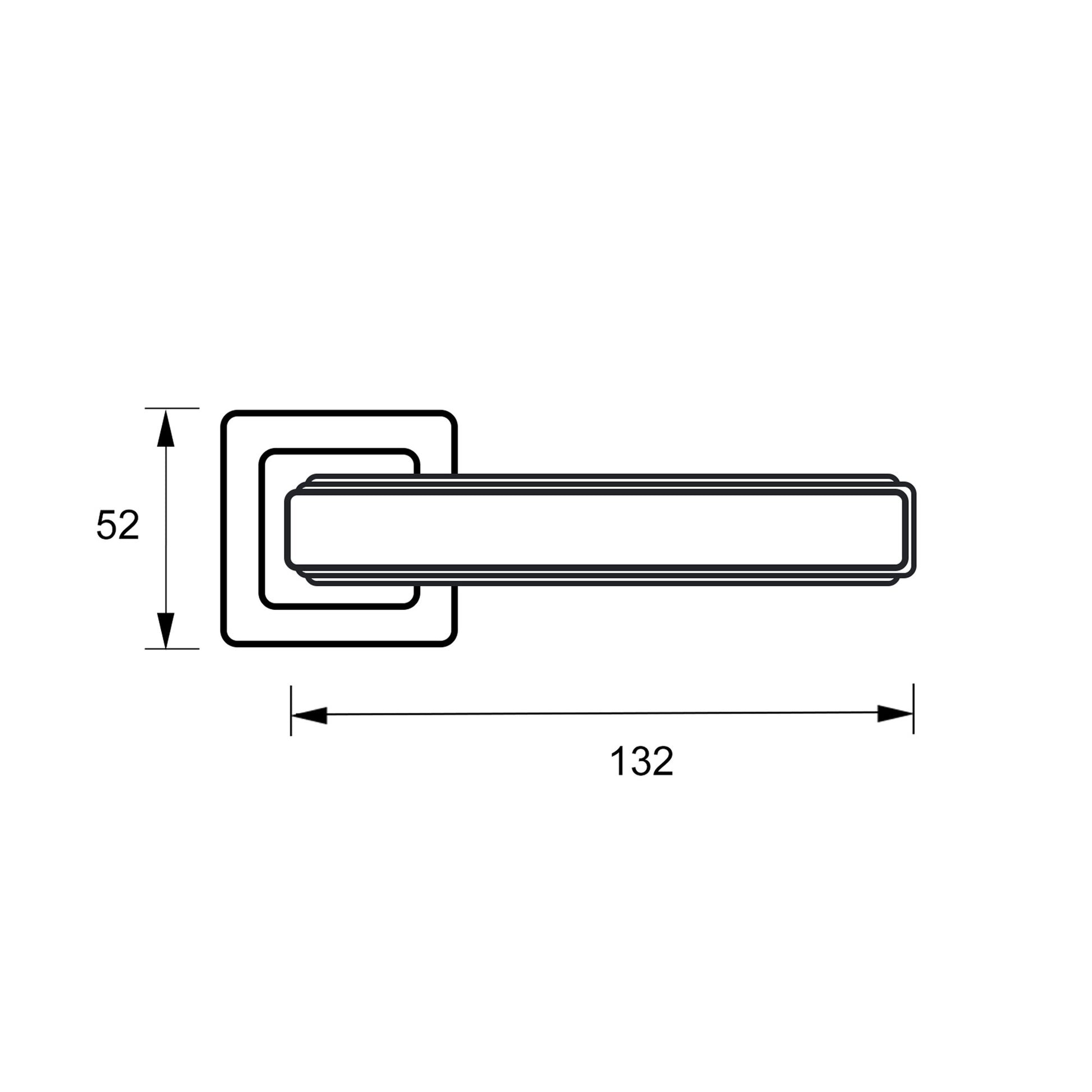 Technical drawing of a Ares Square Rose Handles.