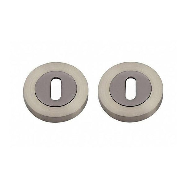 Black Nickel & Nickel Brushed Round Escutcheon Set