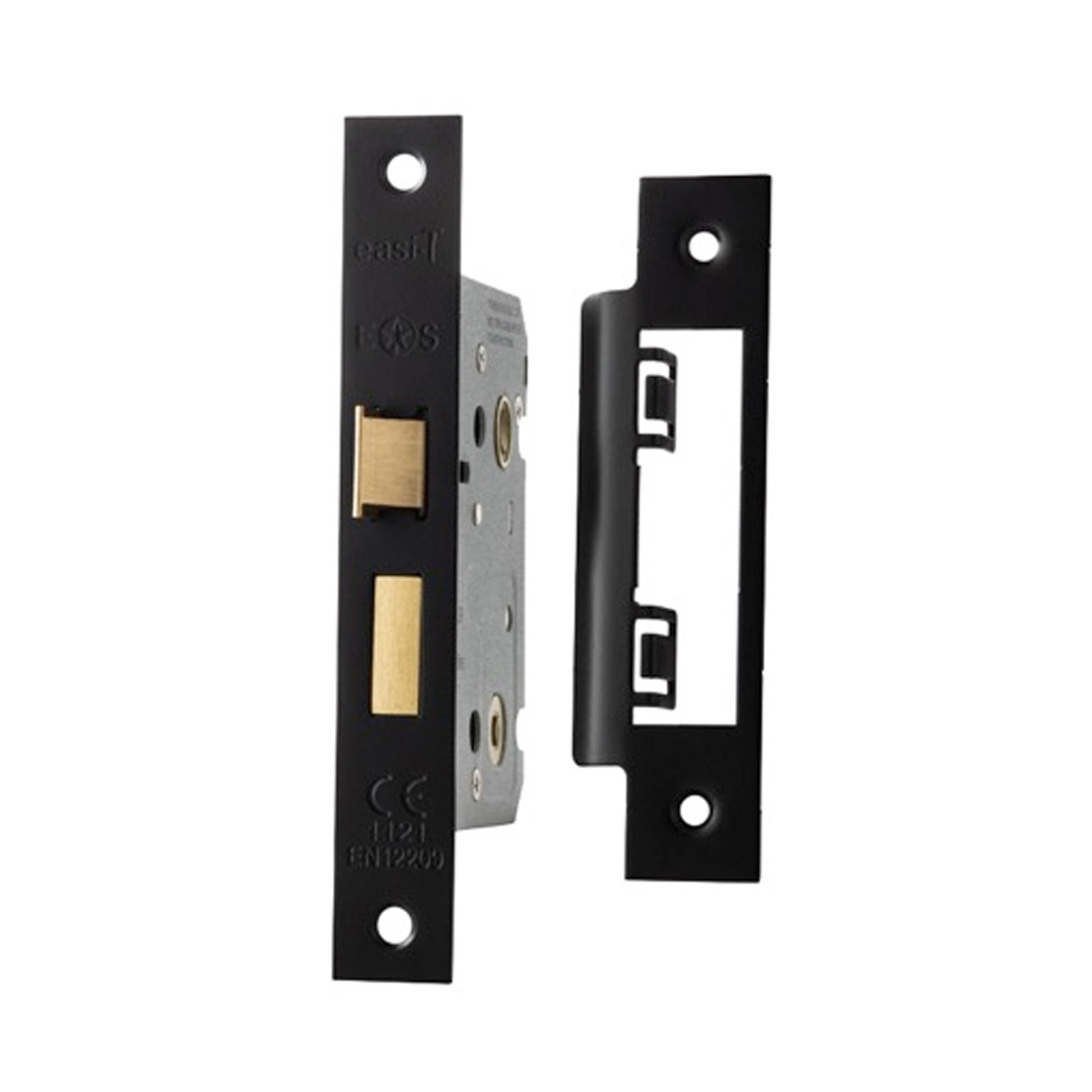 Black WC Bathroom Lock components on a white background