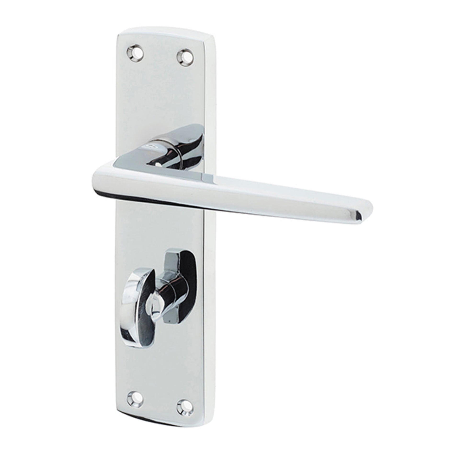 Bray Polished Chrome Bathroom WC Backplate Handle on a white background