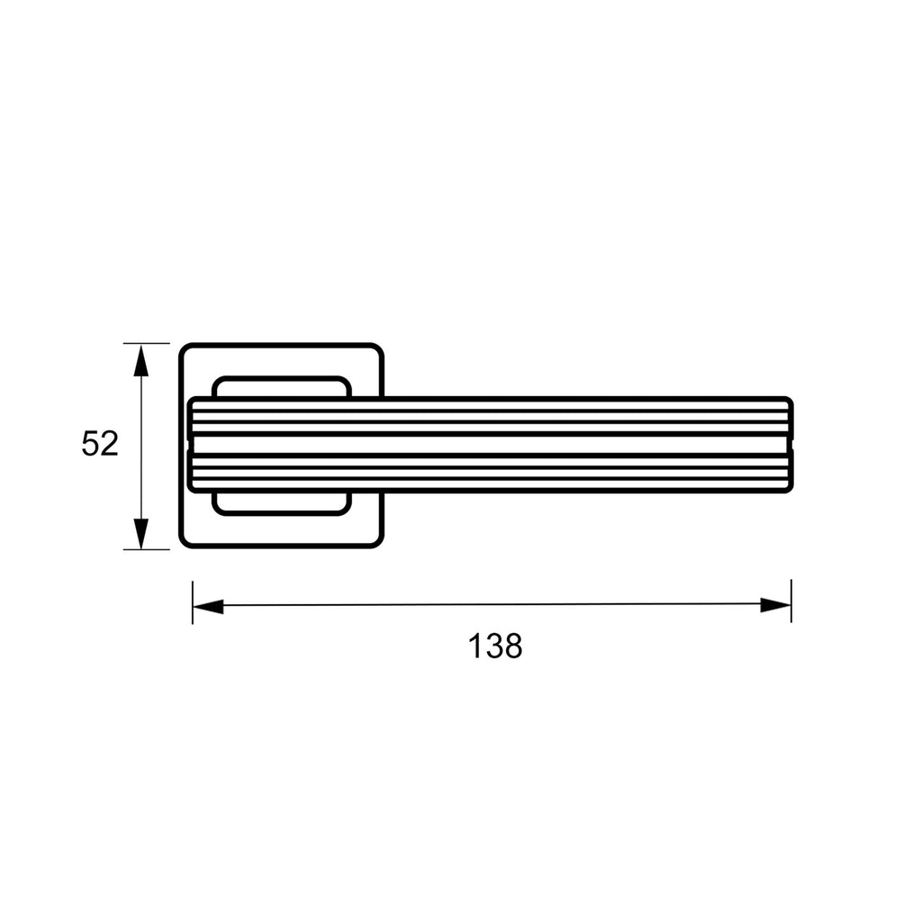 Technical drawing of a Calvus Flat Black & Satin Brass Square Rose Handle.