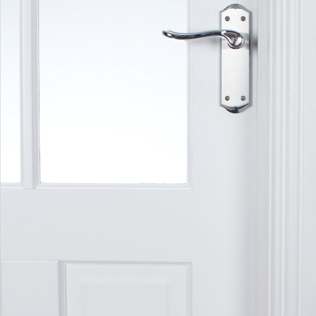 Close-up of a Cambridge White Primed 6 Lite Pre-glazed 40mm Internal Door