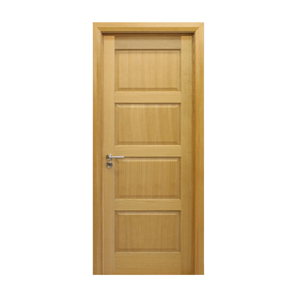 A Contemporary White Oak 4 Panel 40mm Internal Door on a white background