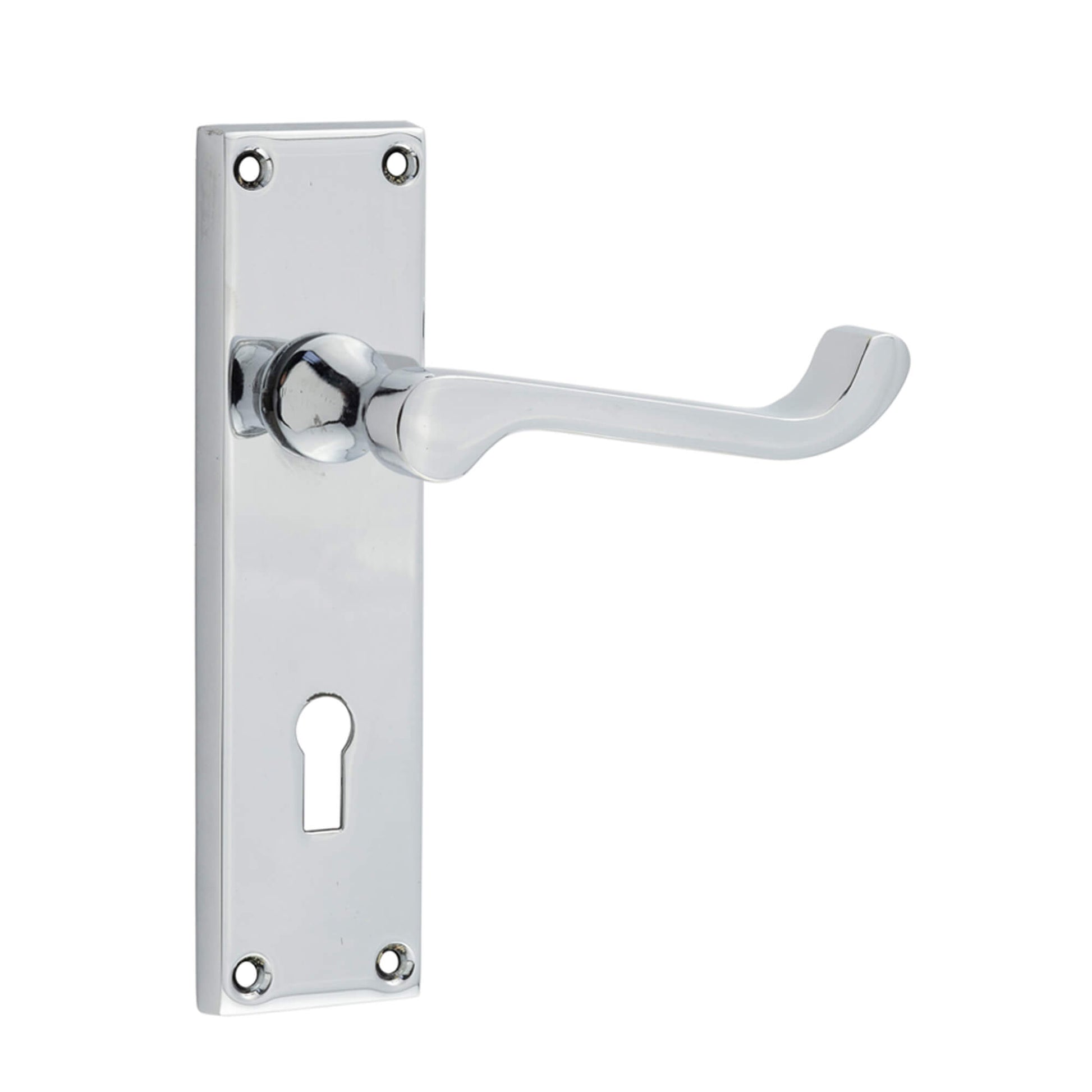Contract Chrome Scroll Lock Backplate Handle on a white background