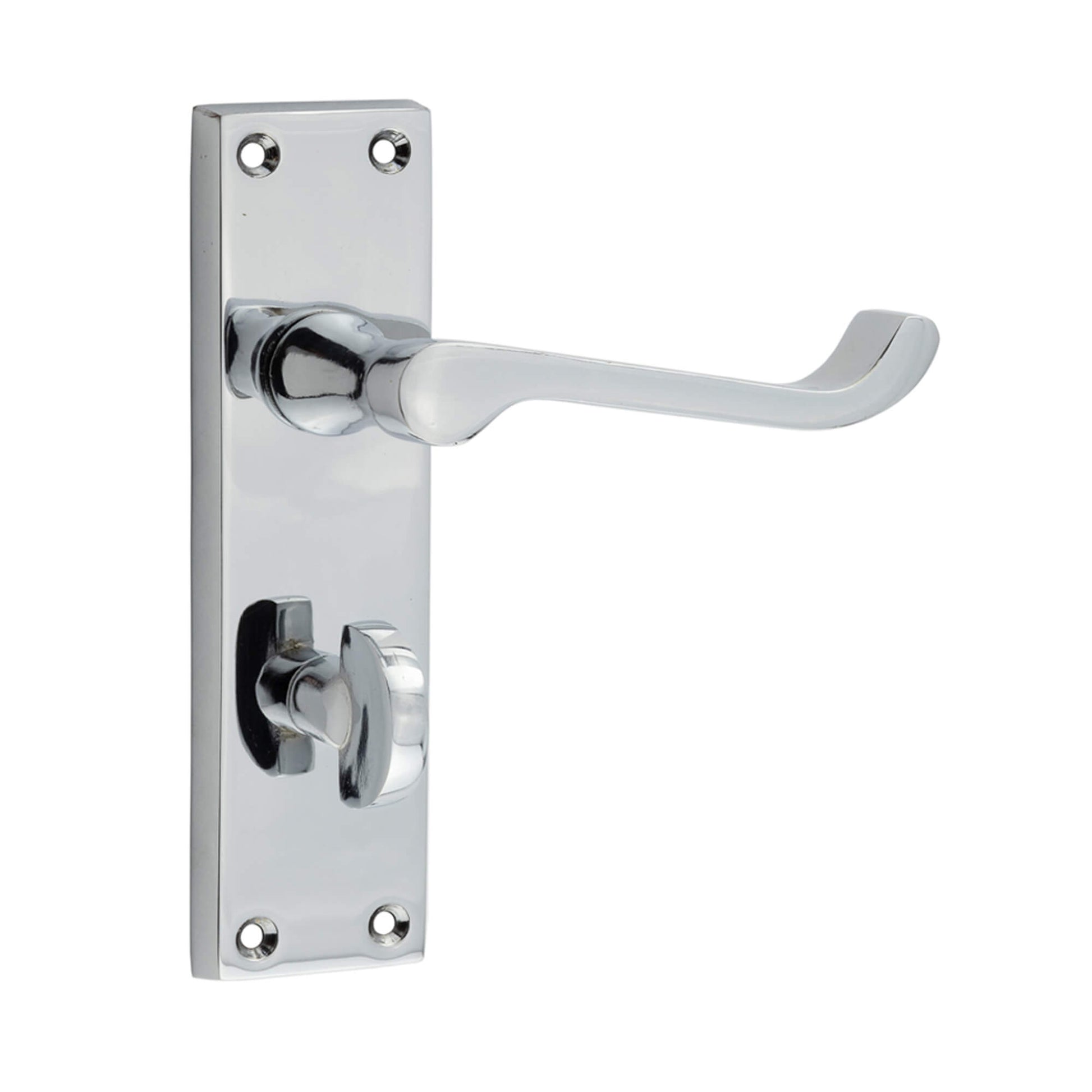 Contract Chrome Scroll WC Thumbturn Backplate Handle on a white background