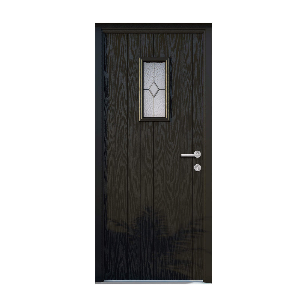 A Black Cottage Composite GRP Door on a  white background