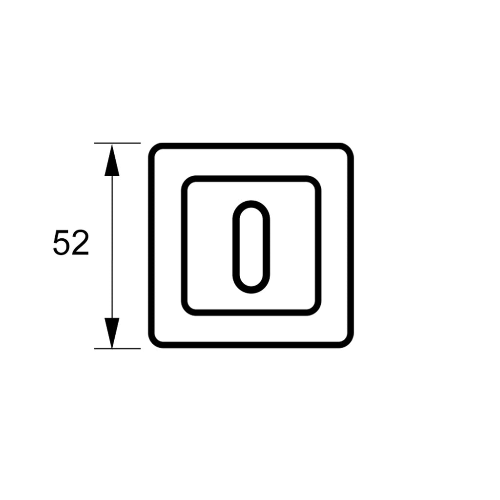Technical drawing of an E3 Square Escutcheon on a white background.