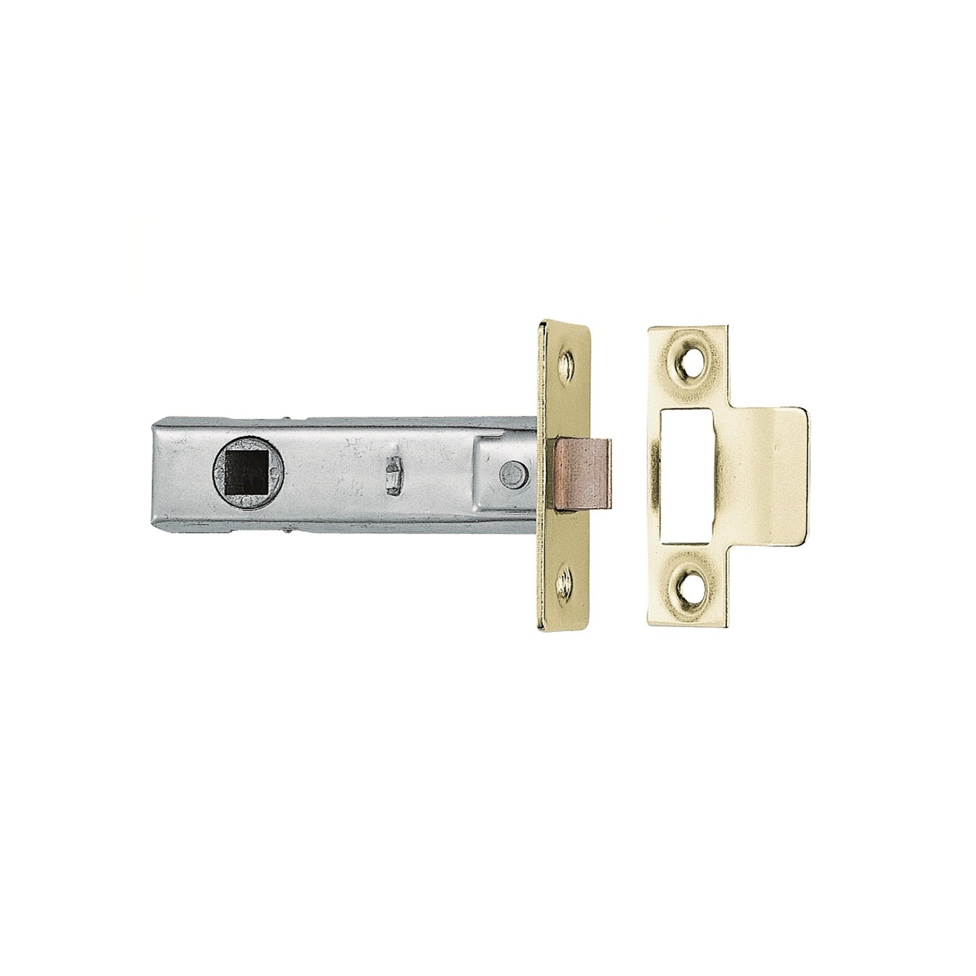 An Electro Brassed Tubular Latch on a white background