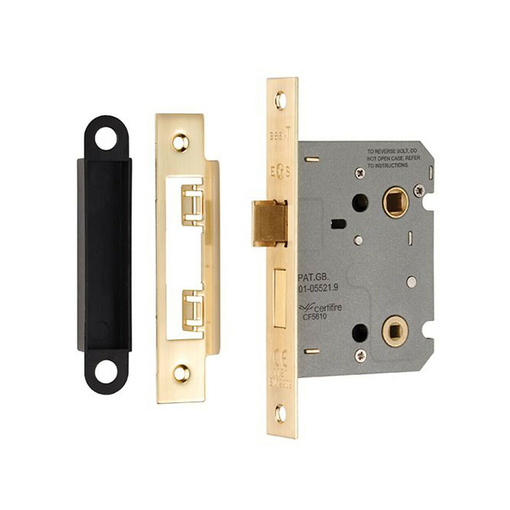 Electro Brassed WC Bathroom Lock components on a white background.