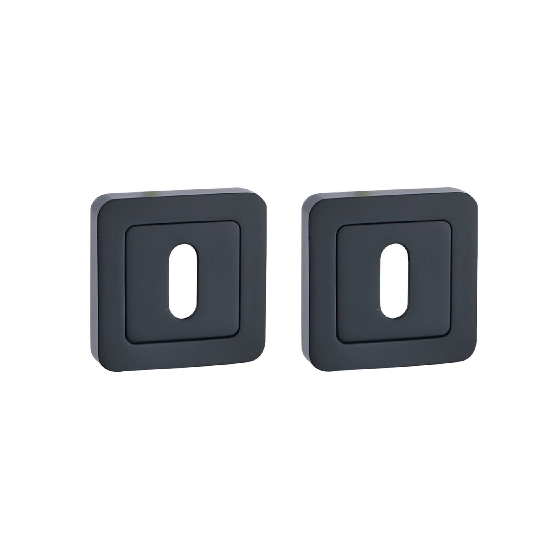 A Flat Black Square Escutcheon Set on a white background