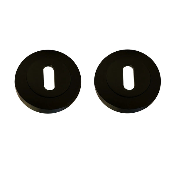 Flat Black Round Escutcheon Set