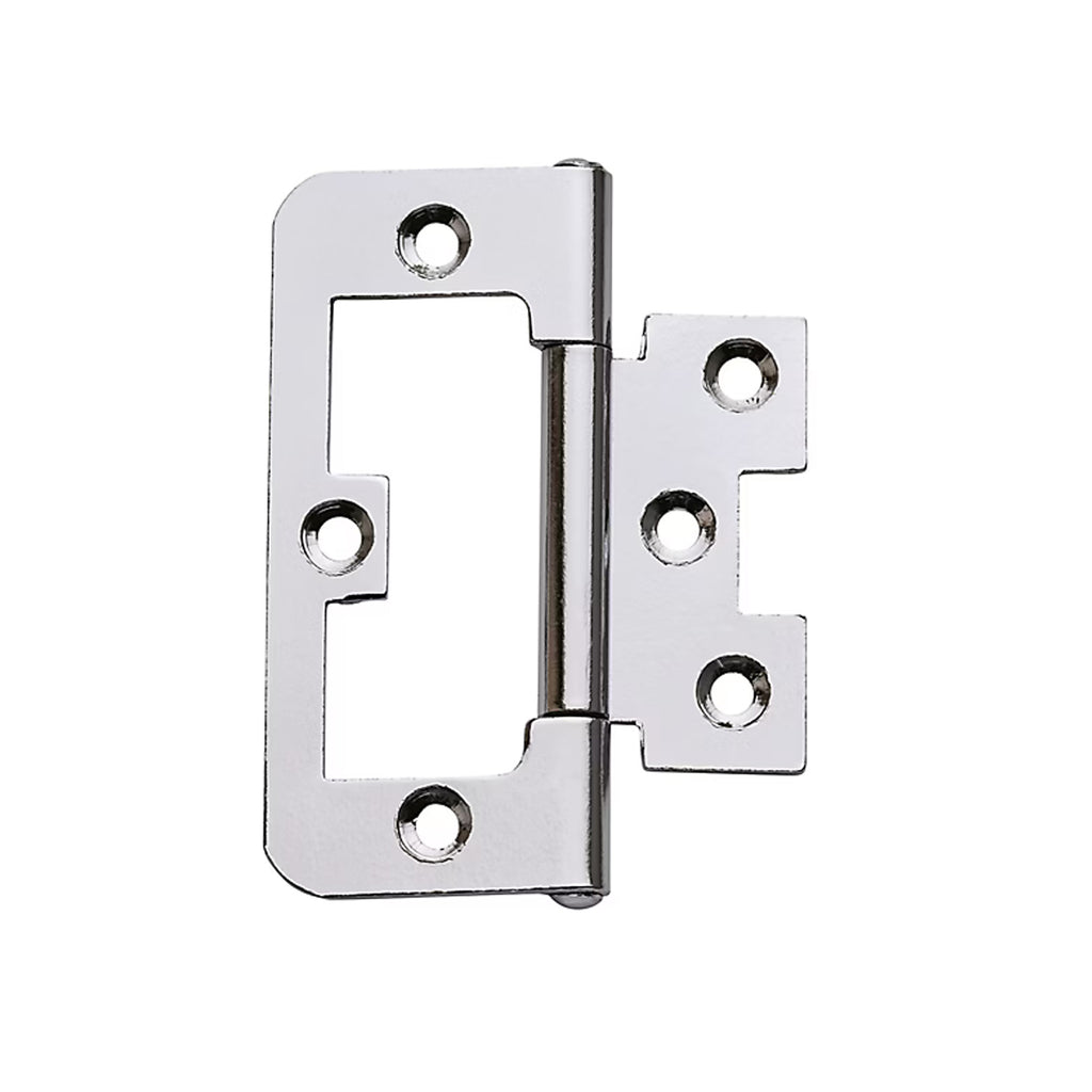 Close-up side view of a flush hinge