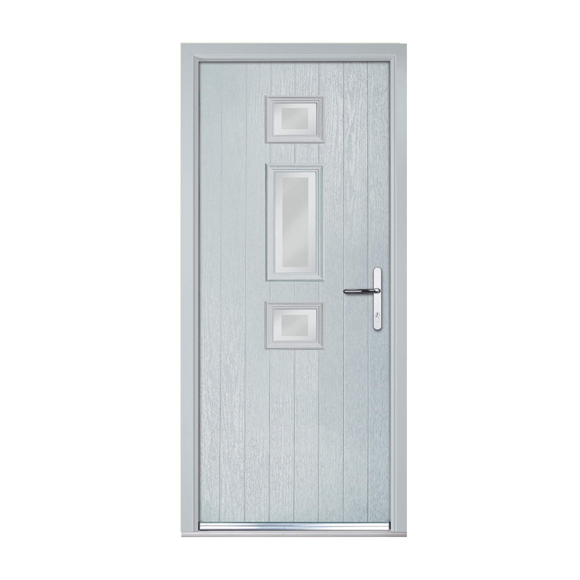 Grey Heddon Composite GRP Door with glass panels on a white background.