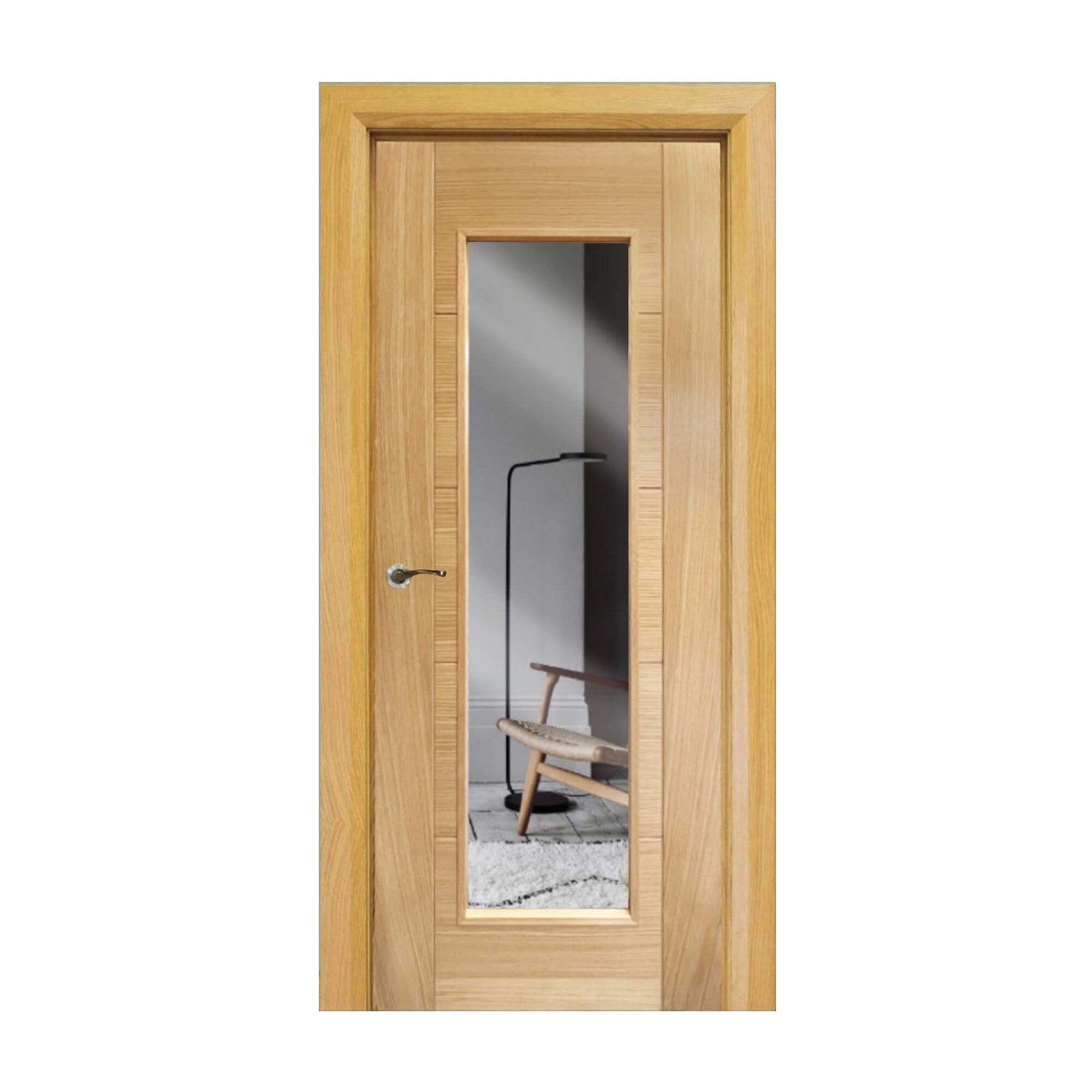 An Iseo White Oak 1 Lite Pre-Glazed 35mm  Internal Door on a white background