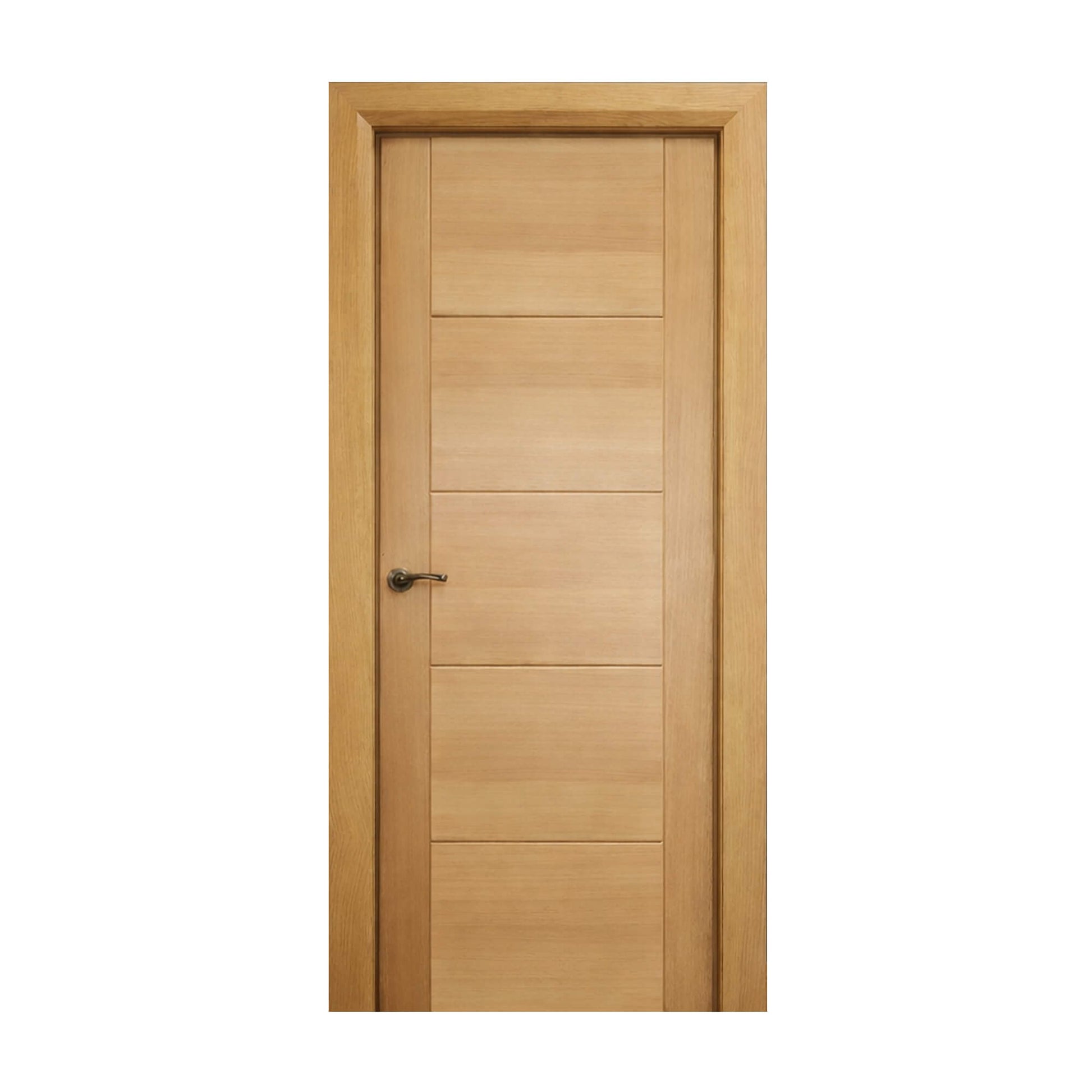 An Iseo White Oak Internal Door with Oak architrave on a white background.