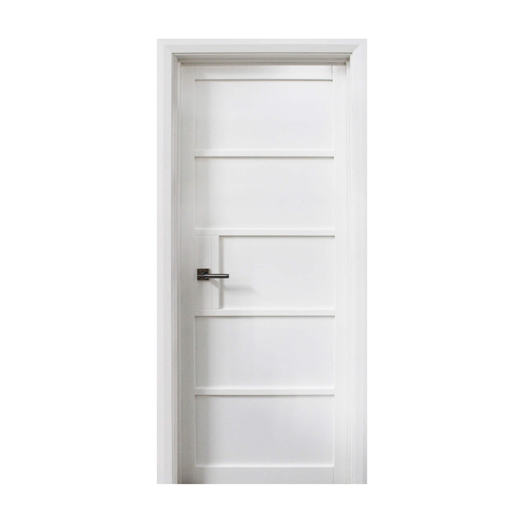 The Kew White Primer Plus 5 Panel Door  on a white background.