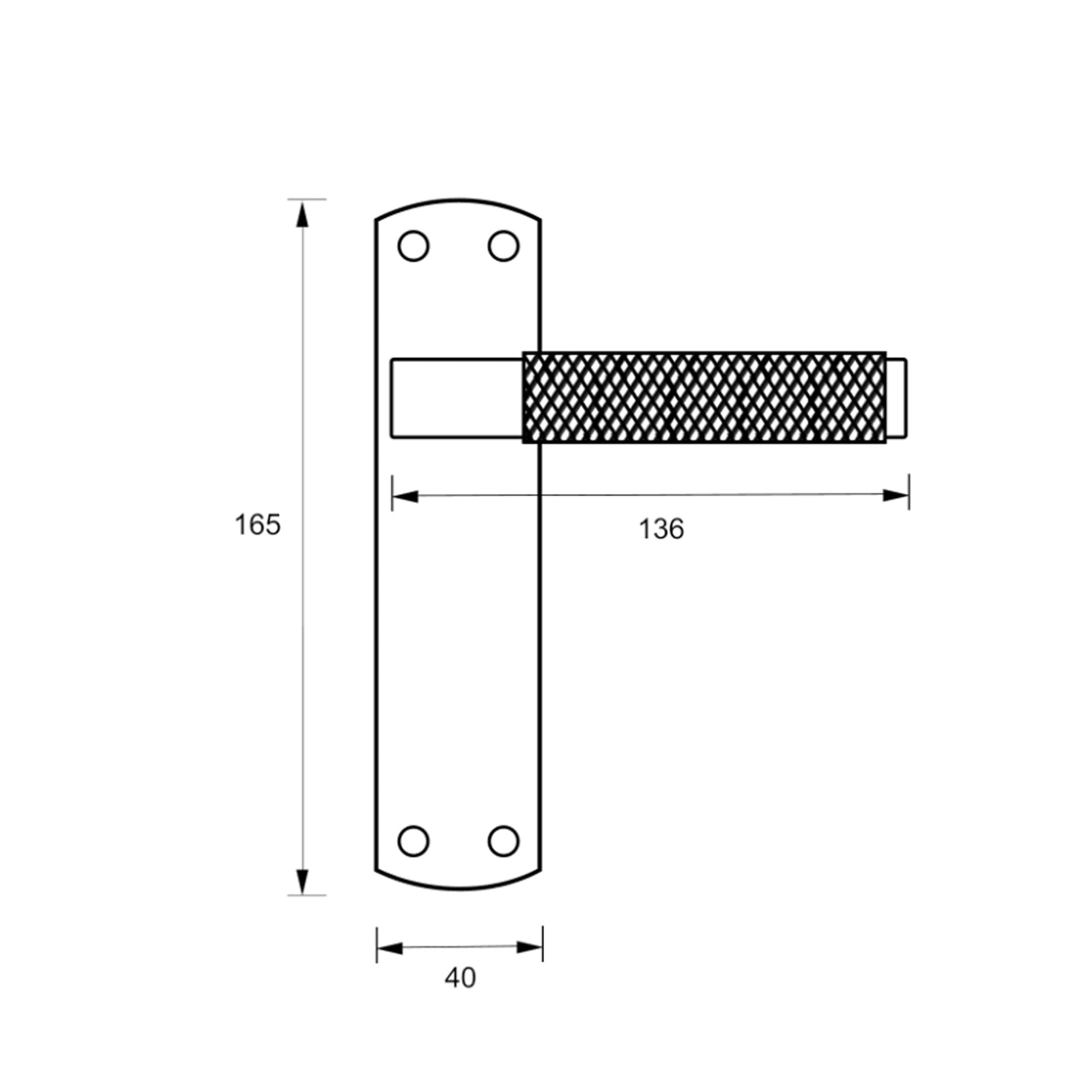 Technical Drawing of a Knurled E-Black Backplate Handle