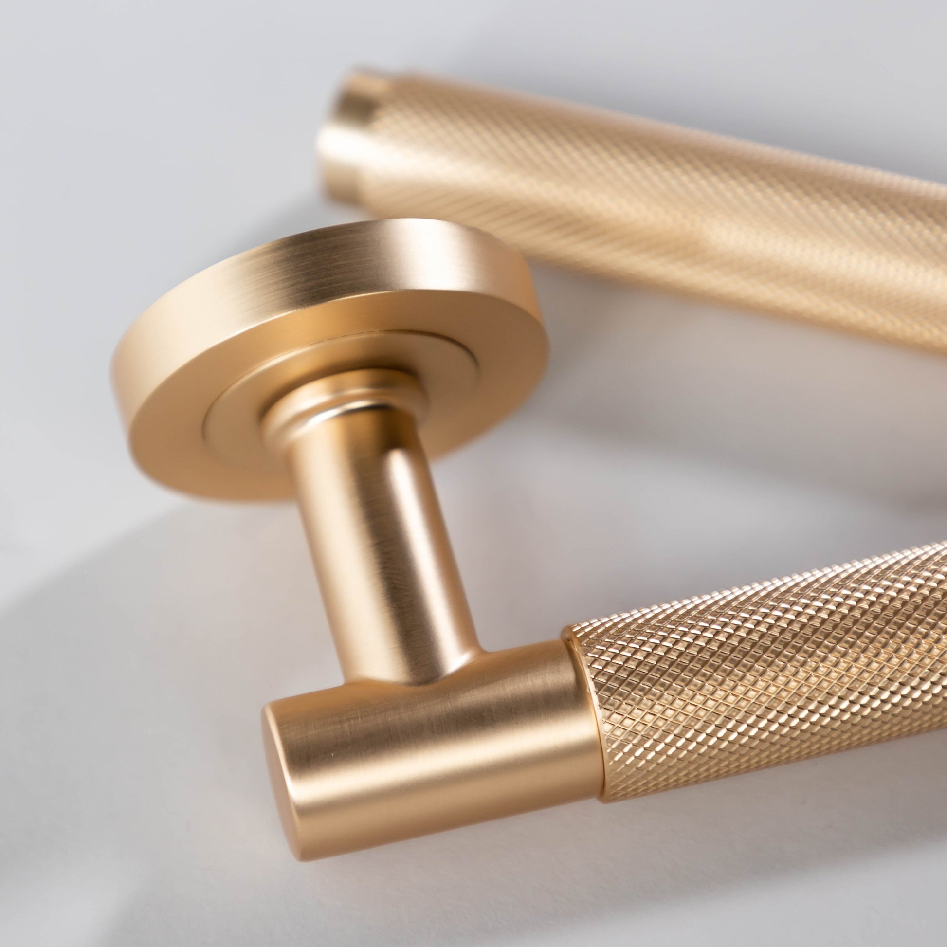 Knurled Satin Brass Handle