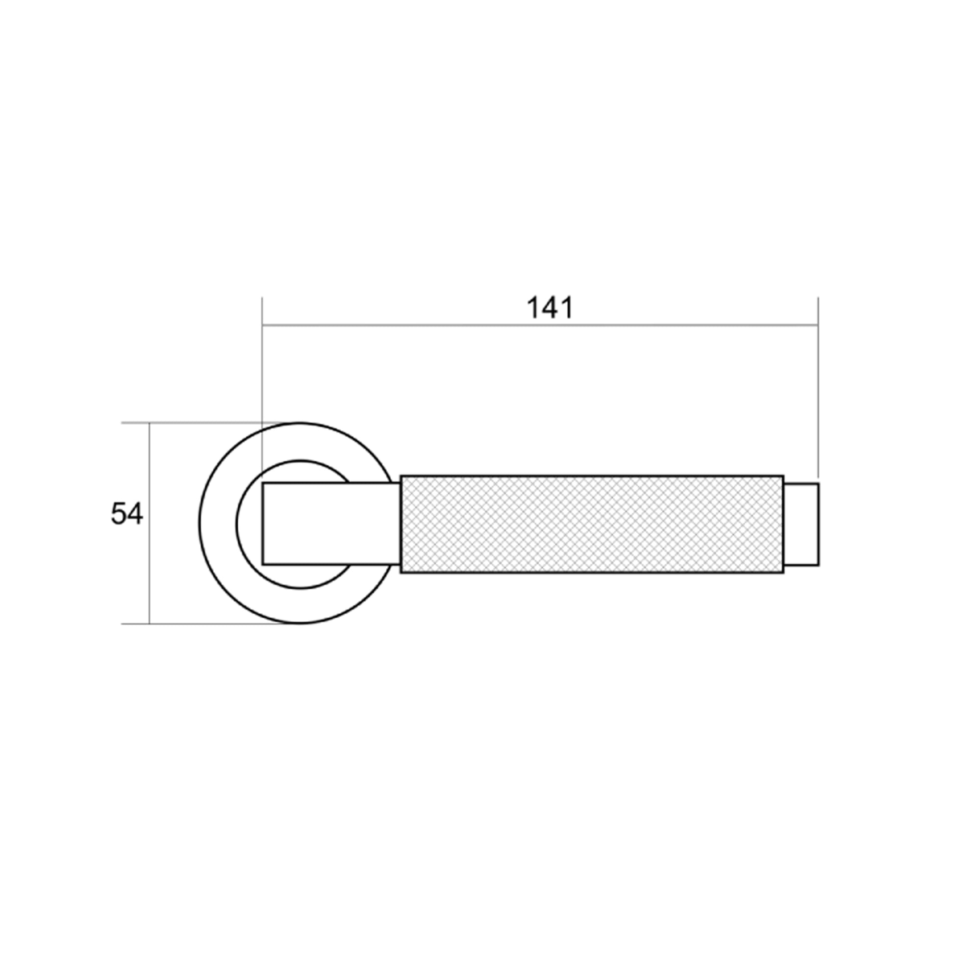 Technical drawing of a Knurled Door Handle