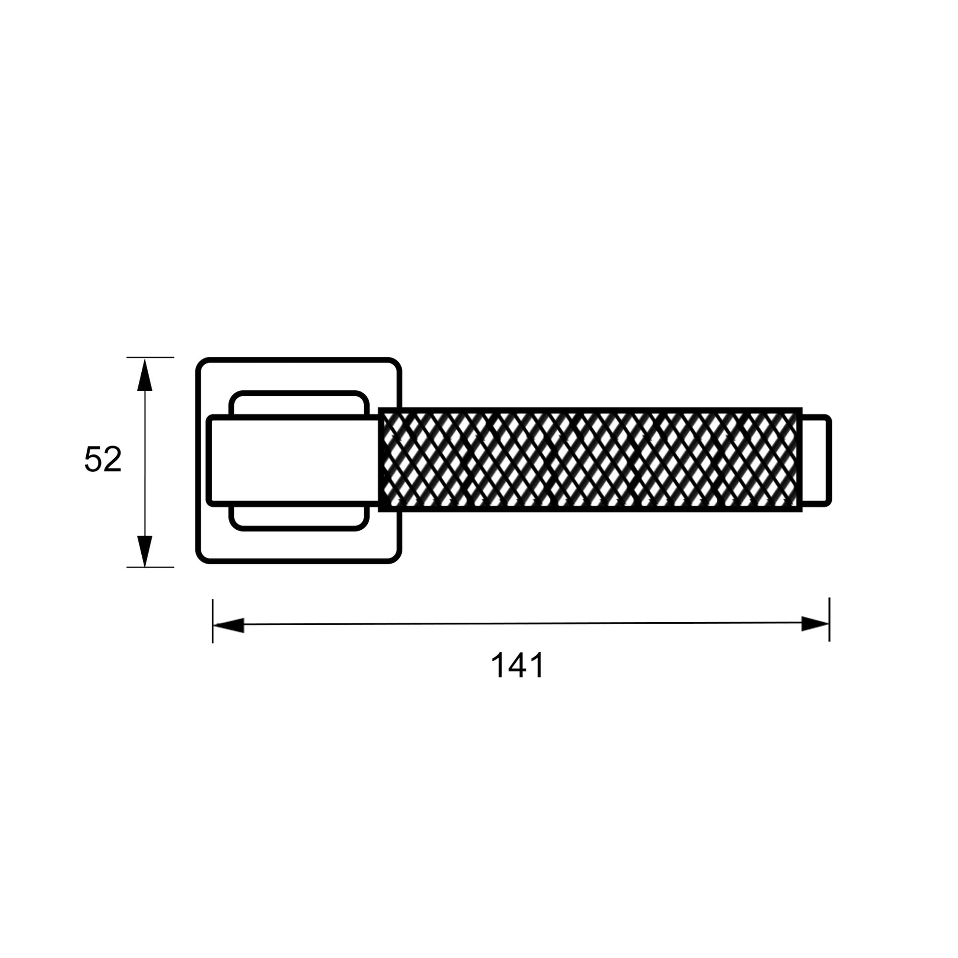 Technical drawing of Knurled Square Rose Handles.