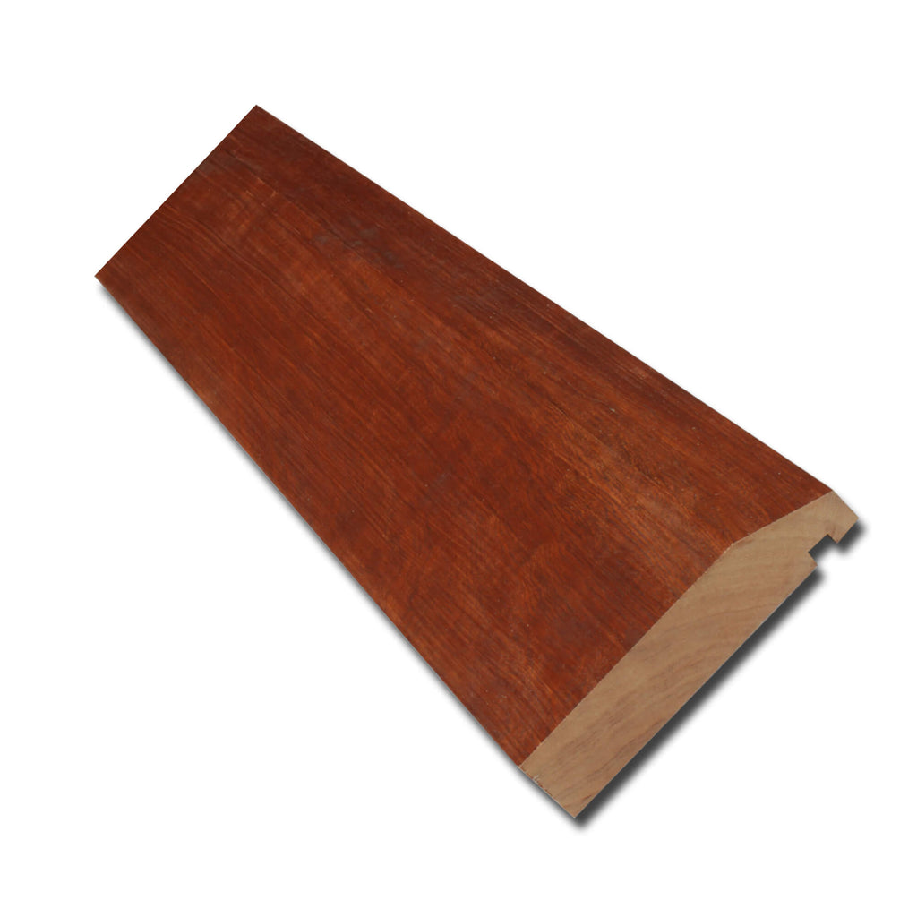 A angled view of a Mahogany External Cill on a white background