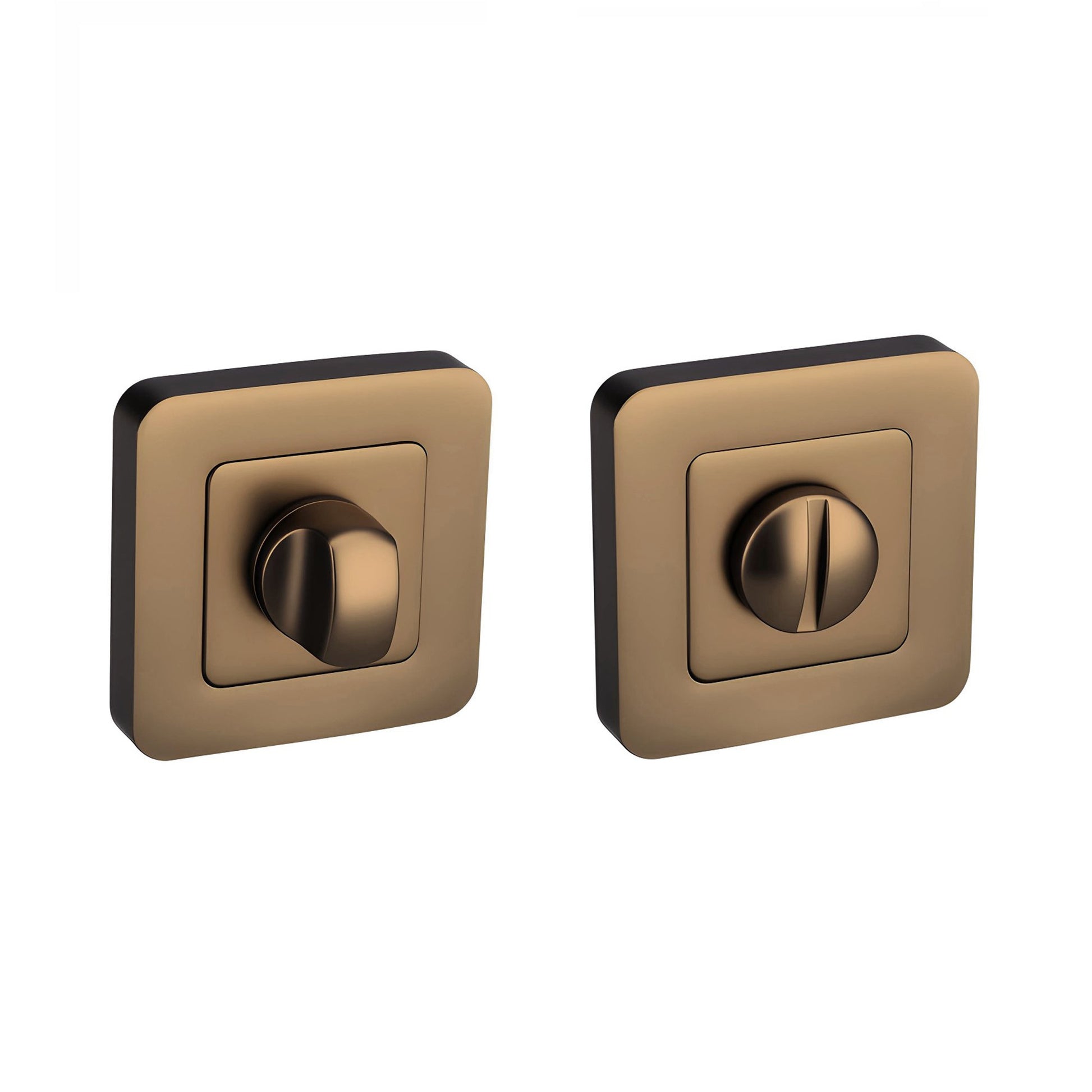 Matt Coffee WC Square Thumbturn Set on a white background.