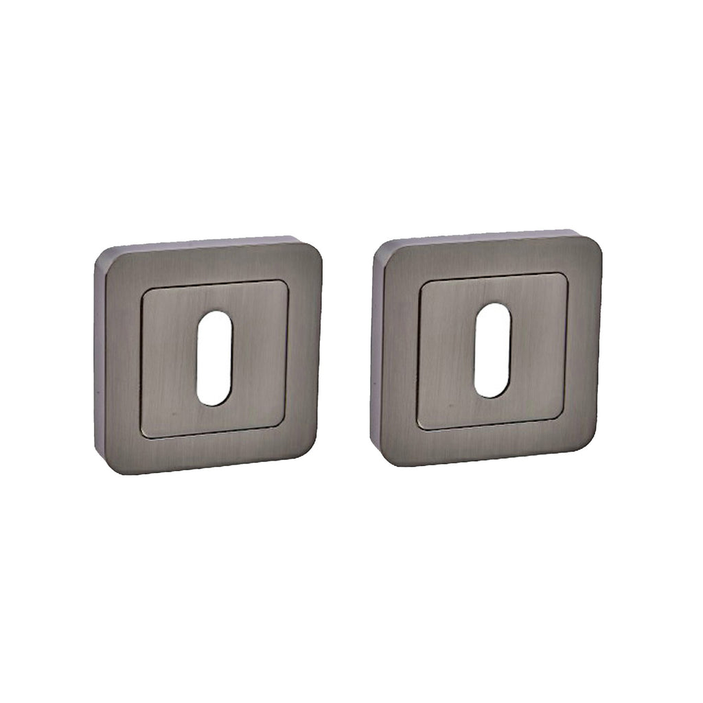 A Matt Satin Black Square Escutcheon Set on a white background
