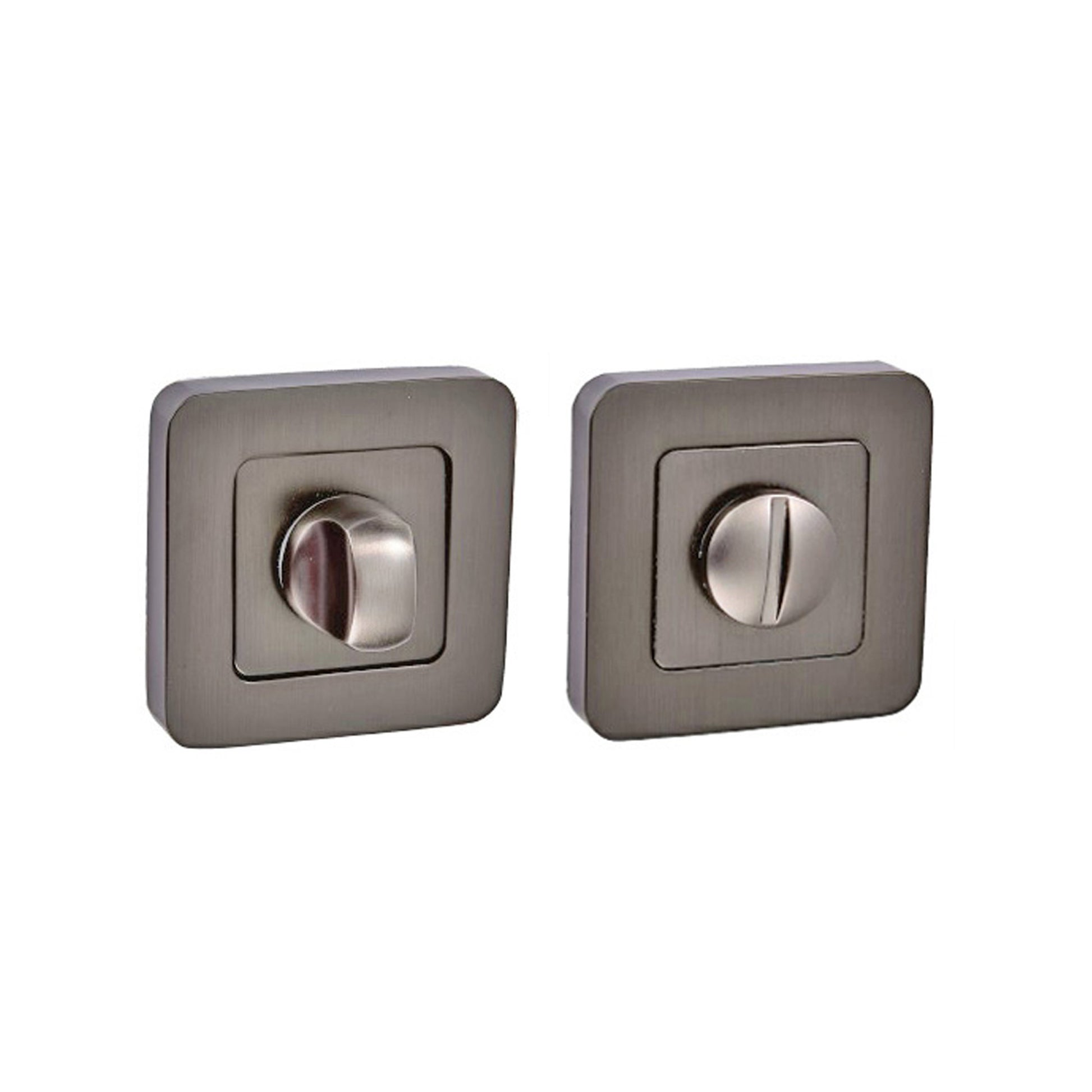 A Matt Satin Black WC Square Thumbturn Set on a white background