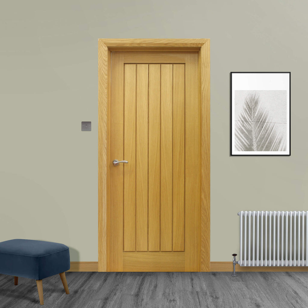 A Mexicano White Oak FD30 44mm Internal Fire Door in a home interior setting