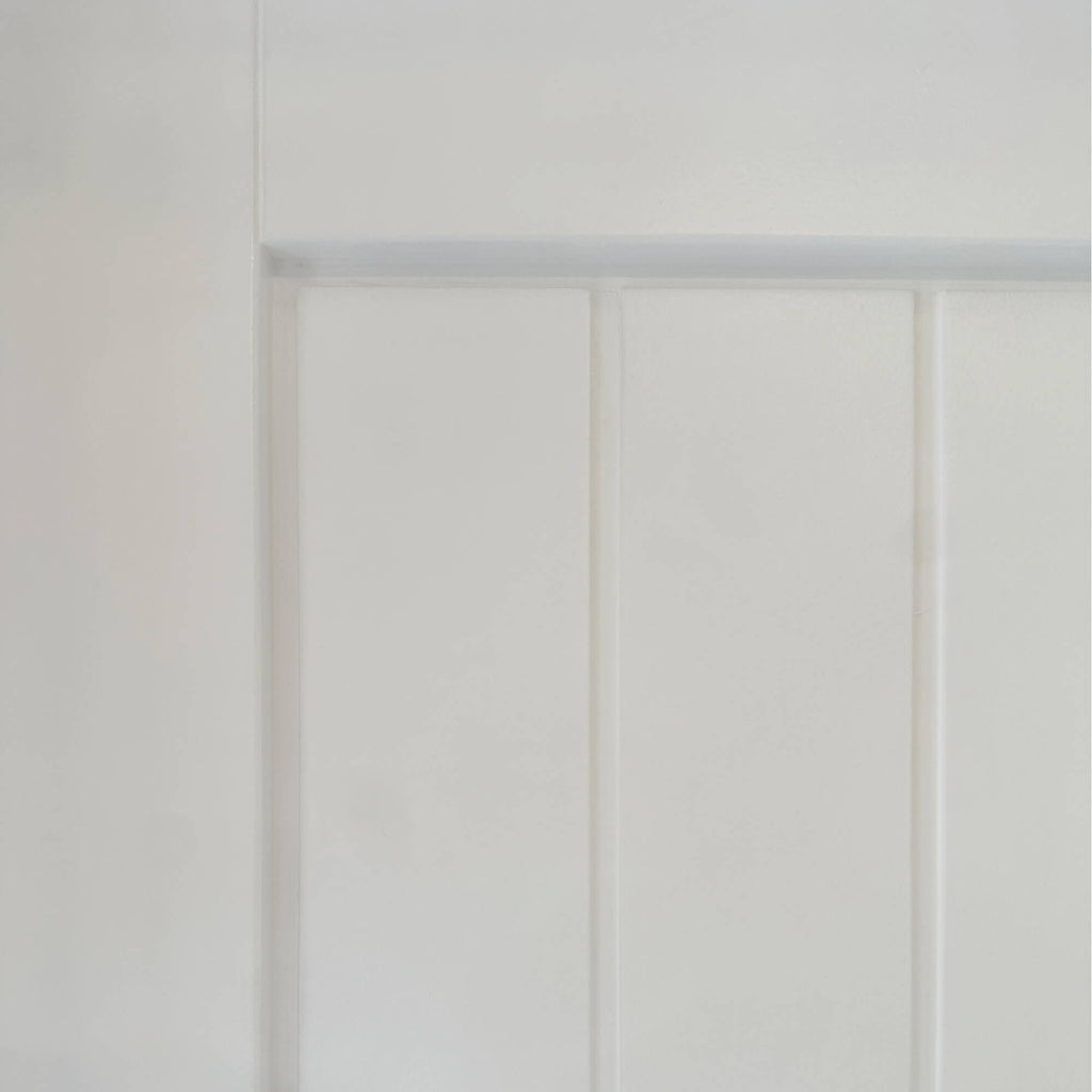 Close-up of the grooves on a Mexicano White Primed 40mm Internal Door.