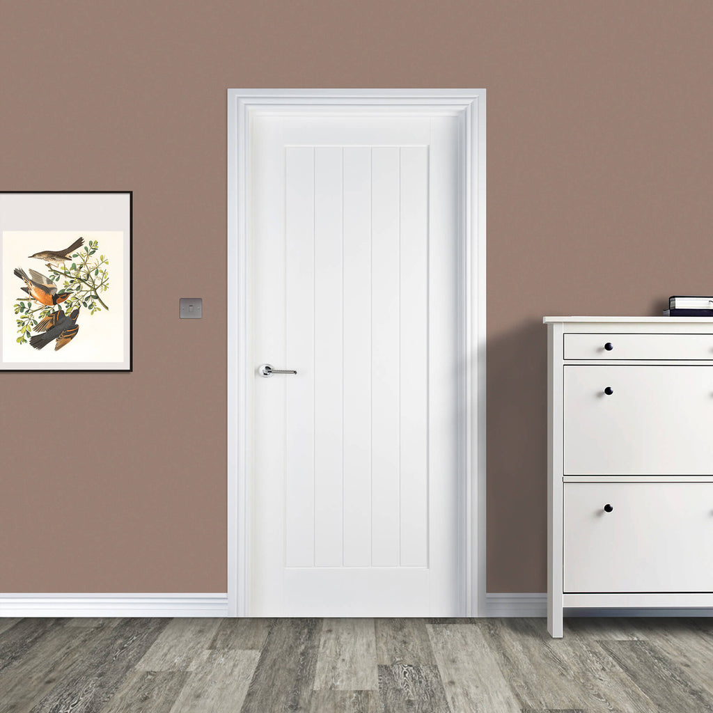 A Mexicano White Primed 40mm Internal Door in a home interior setting.