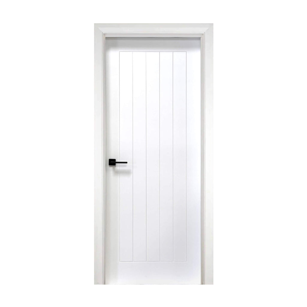 A Mexicano White Primed Paint Grade Door on a white background.