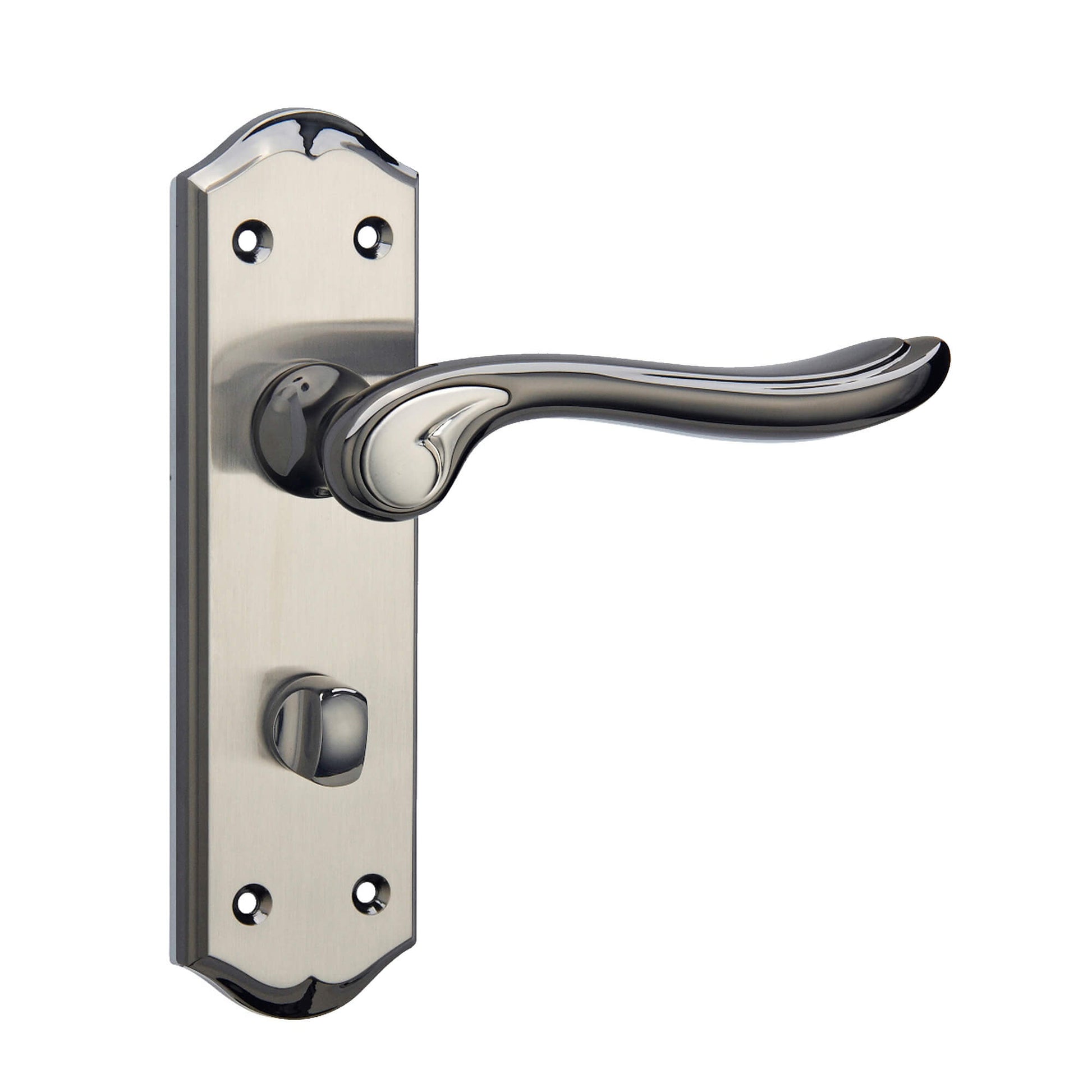 Monet Black Nickel & Nickel Brushed Bathroom WC Blackplate Handle on a white background