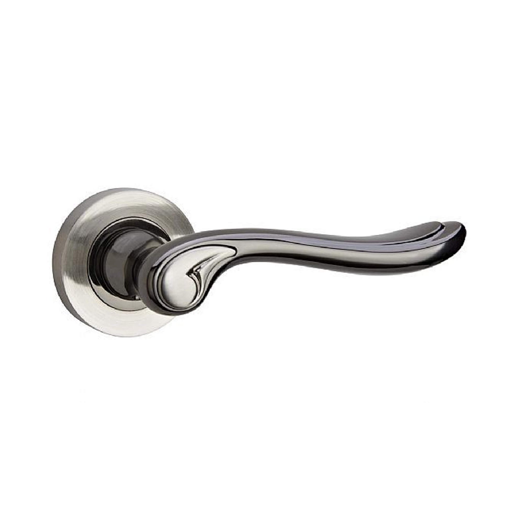 Monet Black Nickel & Nickel Brushed Round Rose Door Handle on a white background
