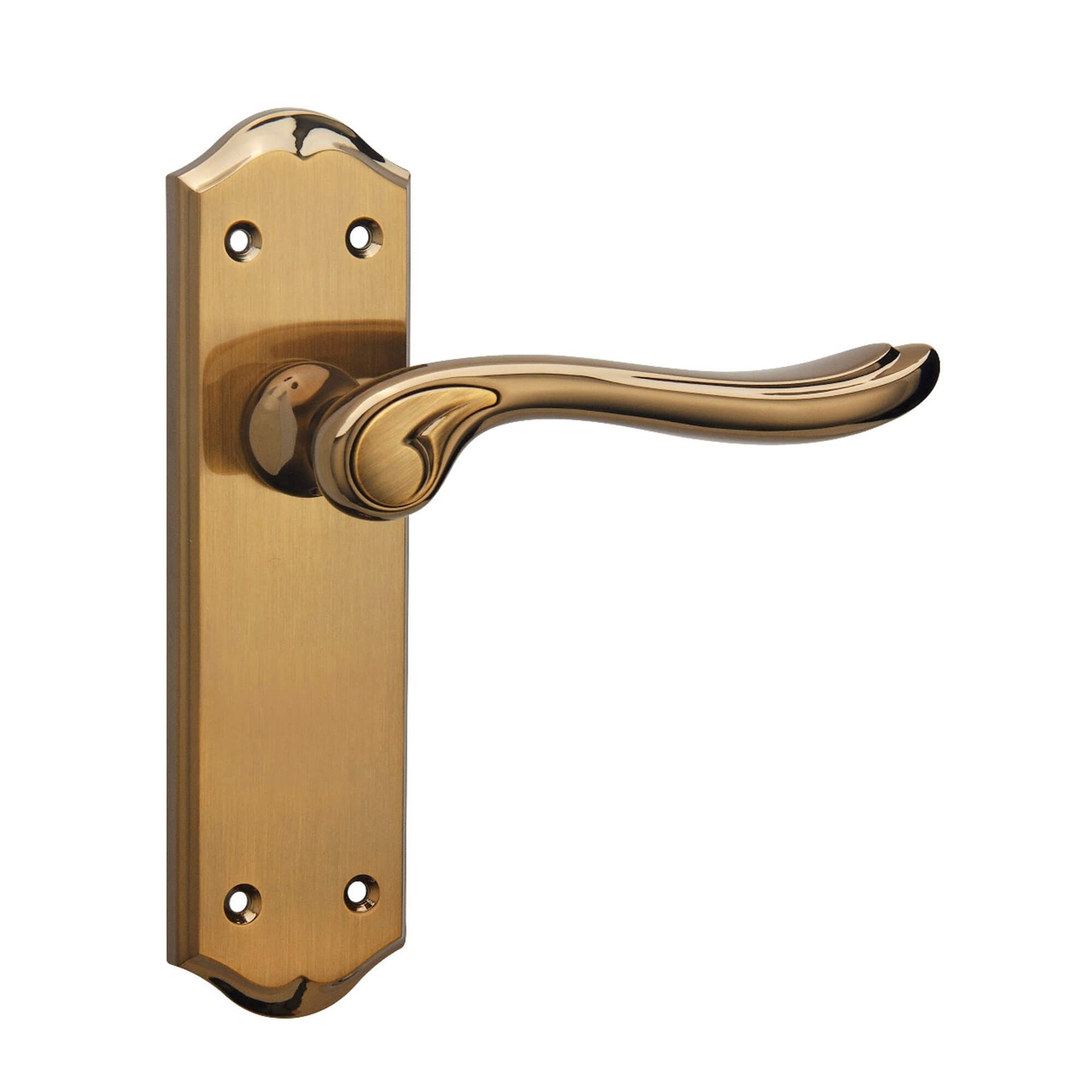 Monet Bright Coffee & Coffee Brushed Latch Backplate Handle on a white background