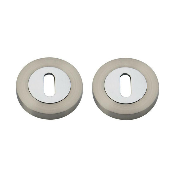 Nickel Brushed & Polished Chrome Round Escutcheon Set
