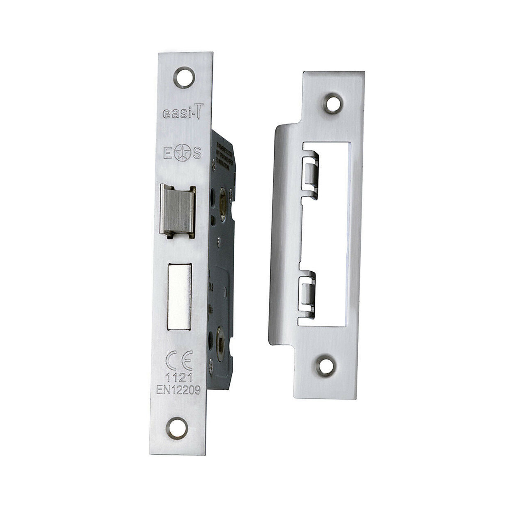 Front view of Nickel Plated Silver WC Bathroom Lock on a white background.