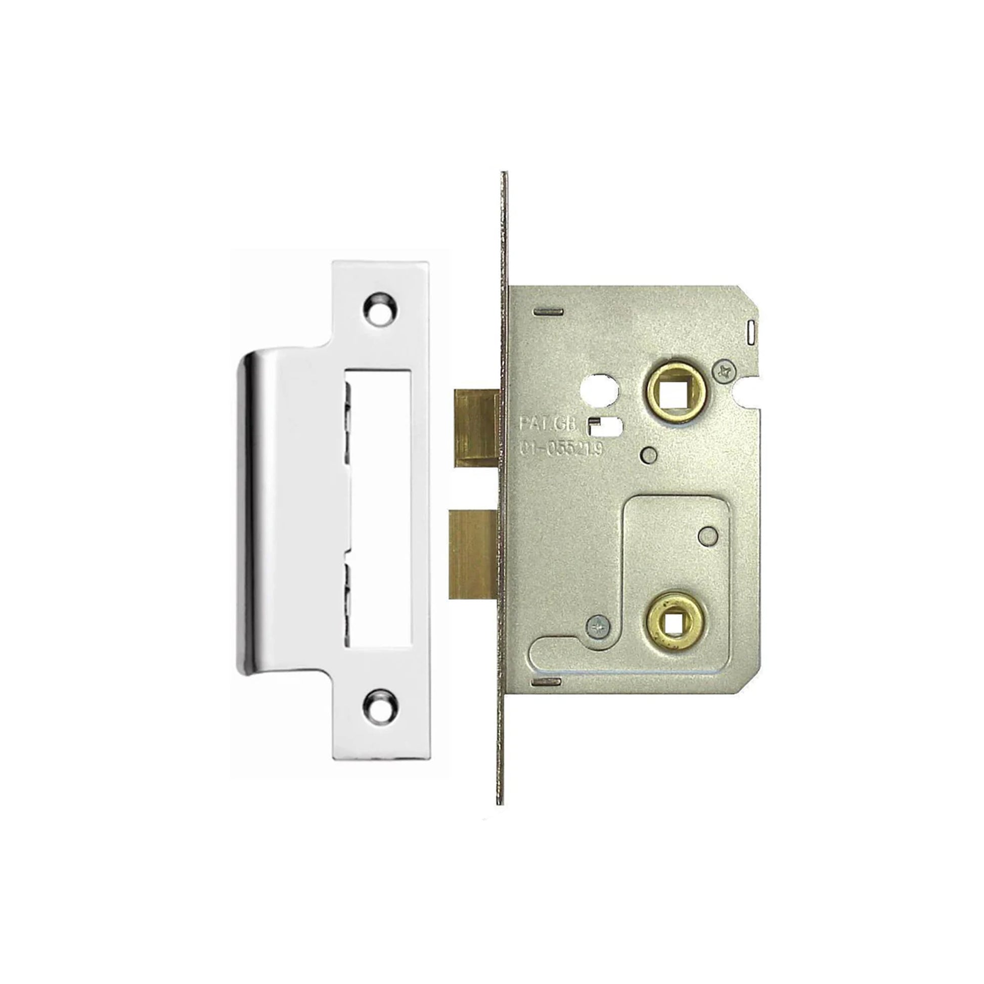 Nickel Plated Silver WC Bathroom Lock mechanism on a white background
