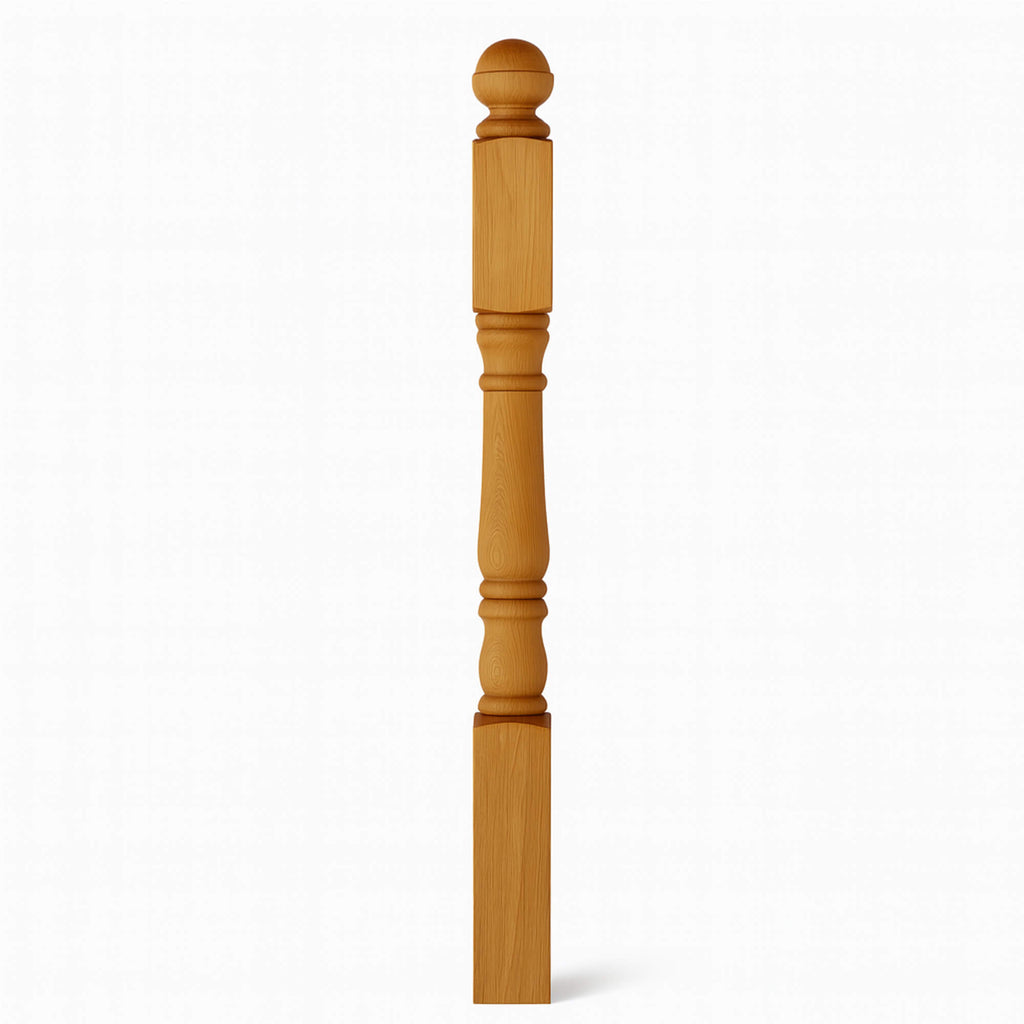 Oak Standard Newel Post on a white background