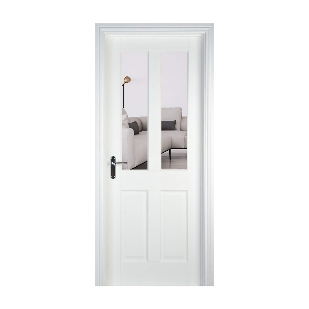 An Oxford White Primed Pre-Glazed 40mm Internal Door on a white background