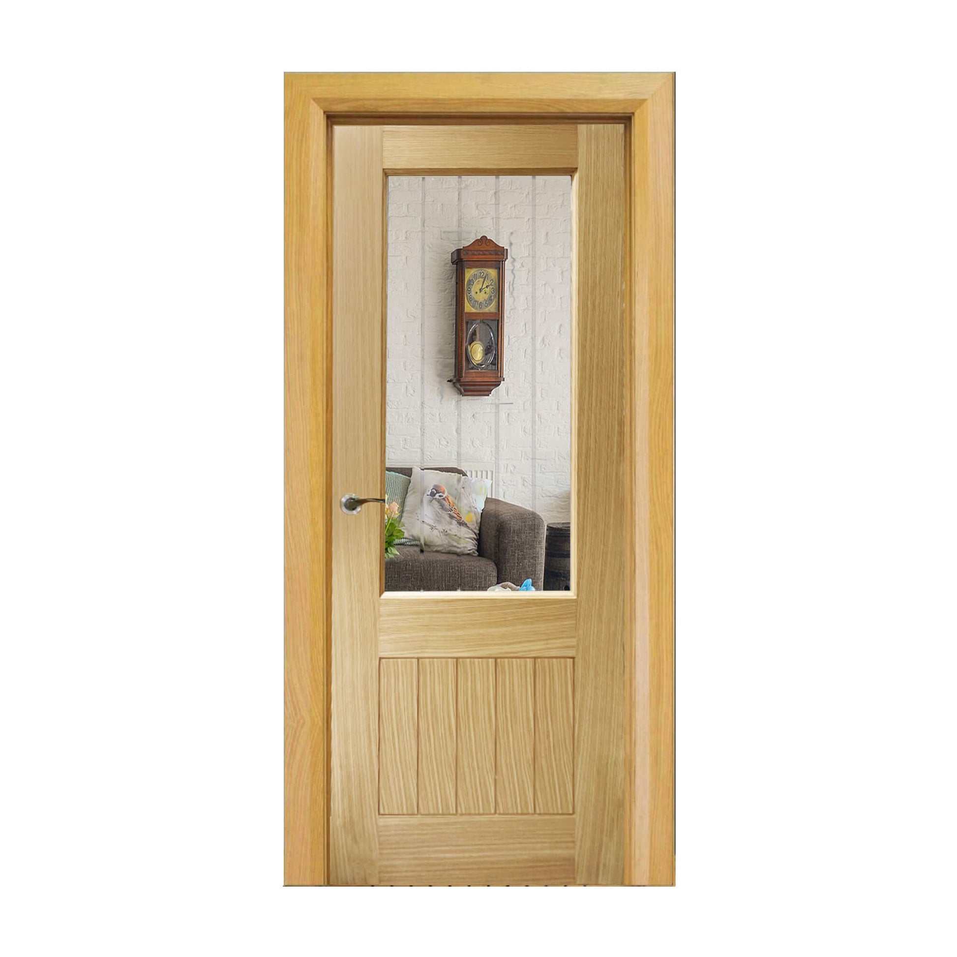 A Panama White Oak 1 Lite Pre-Glazed 35mm Internal Door on a white background